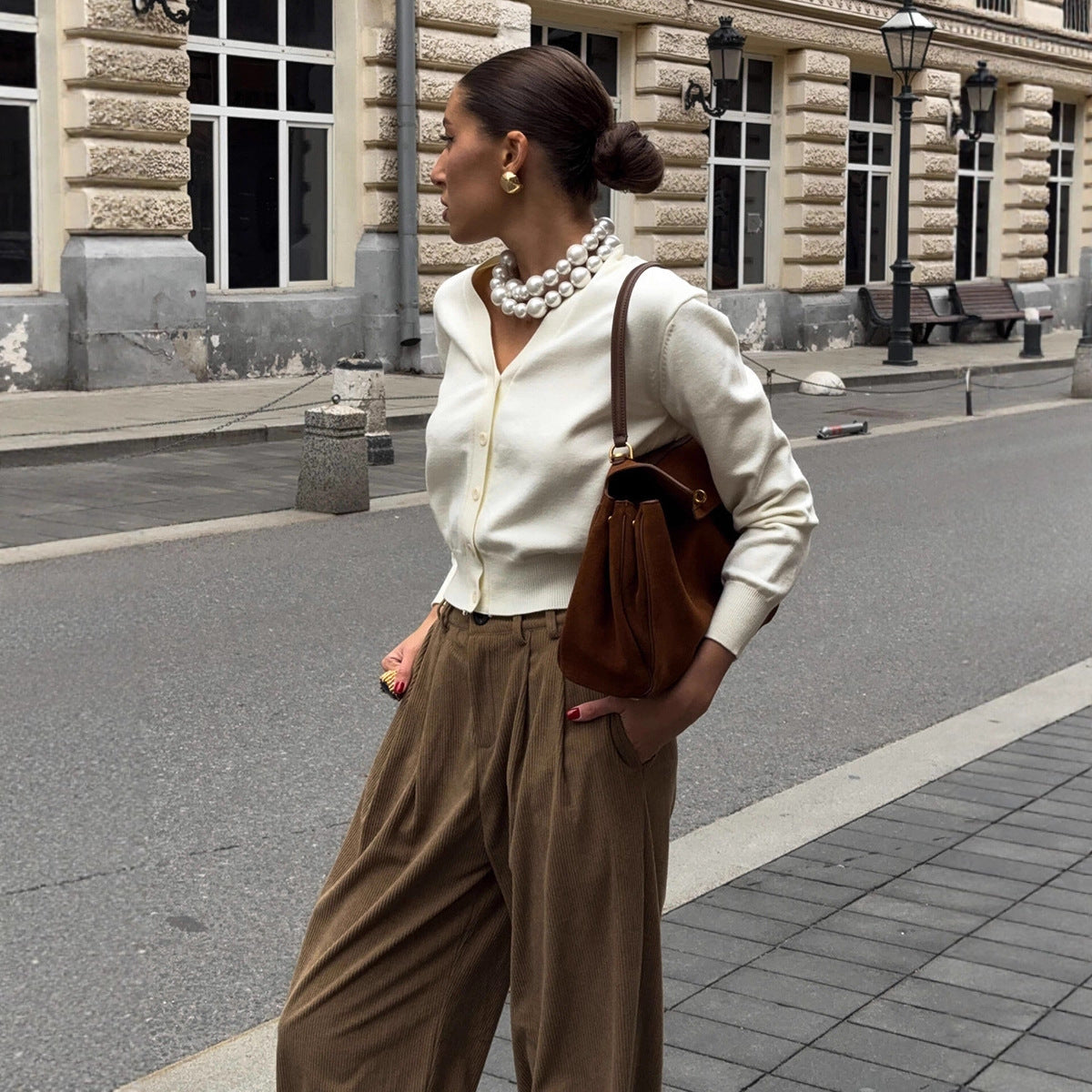 Women's Retro Corduroy Trousers Loose Casual For Pants