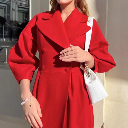 Court Style Lantern Sleeve Large Lapel Coats