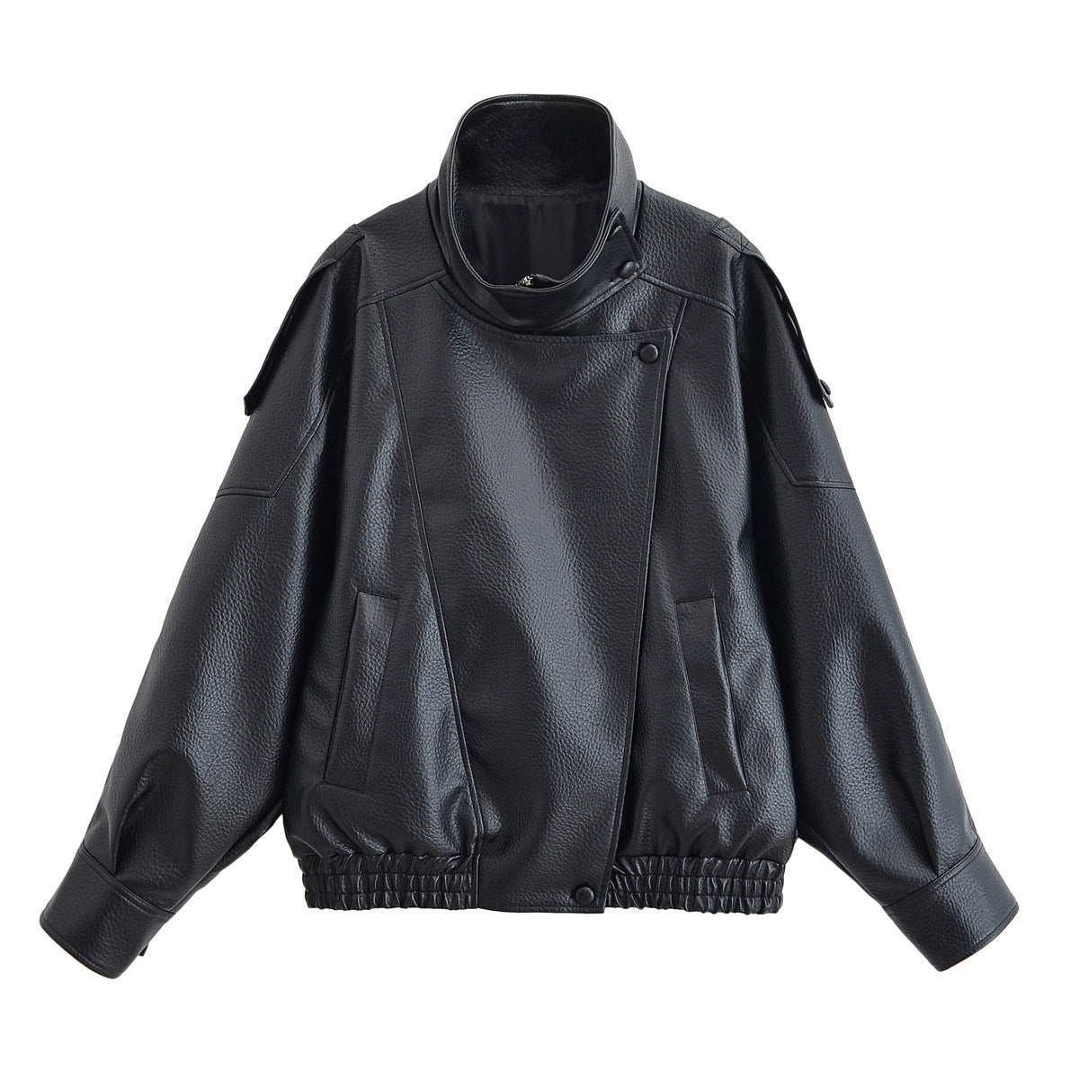 Women's Homemade Fashionable Casual Lychee Leather Coats
