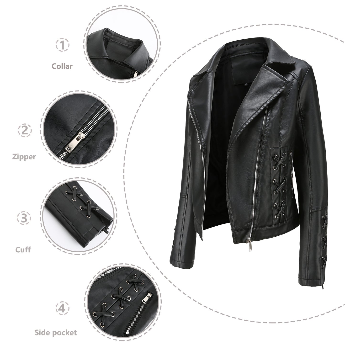 Women's Fashion Woven Leather Popular Casual Jackets