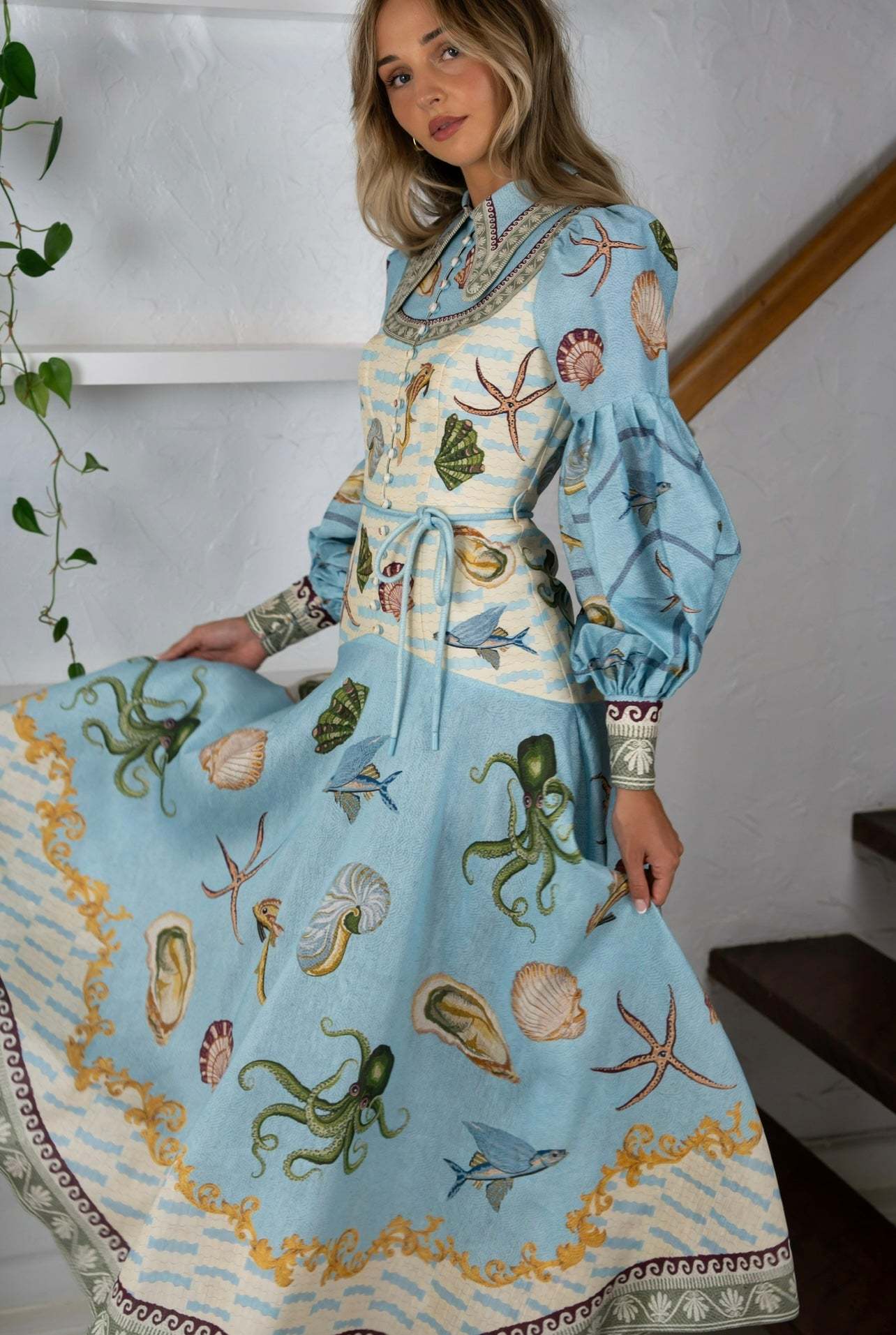 Fashion Linen Doll Collar Large Swing Dresses