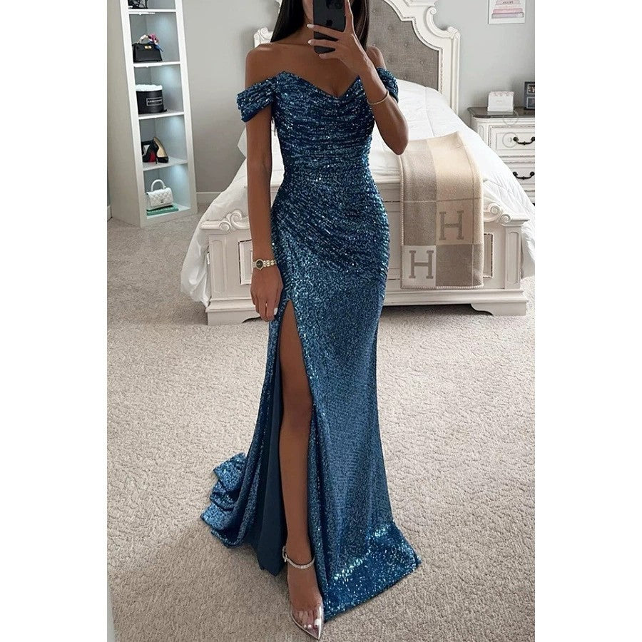 Women's Party Sequins Split Dress Casual Fashion Dresses