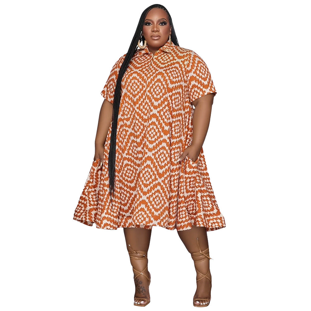 Printed Dress Vacation Style Collar Sleeve Dresses