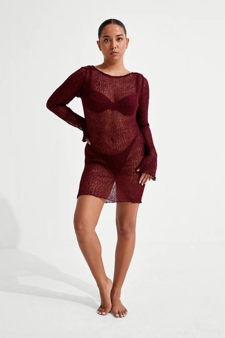 Women's Summer Knitted Sexy Big Backless Beach Dresses
