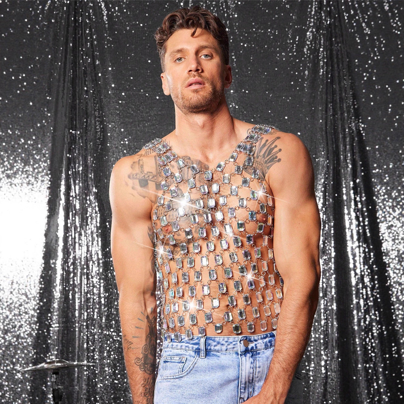 Men's Heavy Metal Style Gem Music Festival Clothing