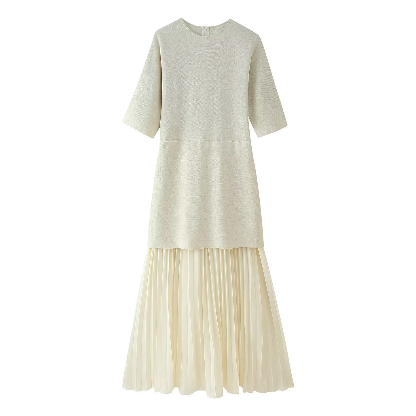 Women's Fashion Wear Knitted Small Pleated Stitching Dresses