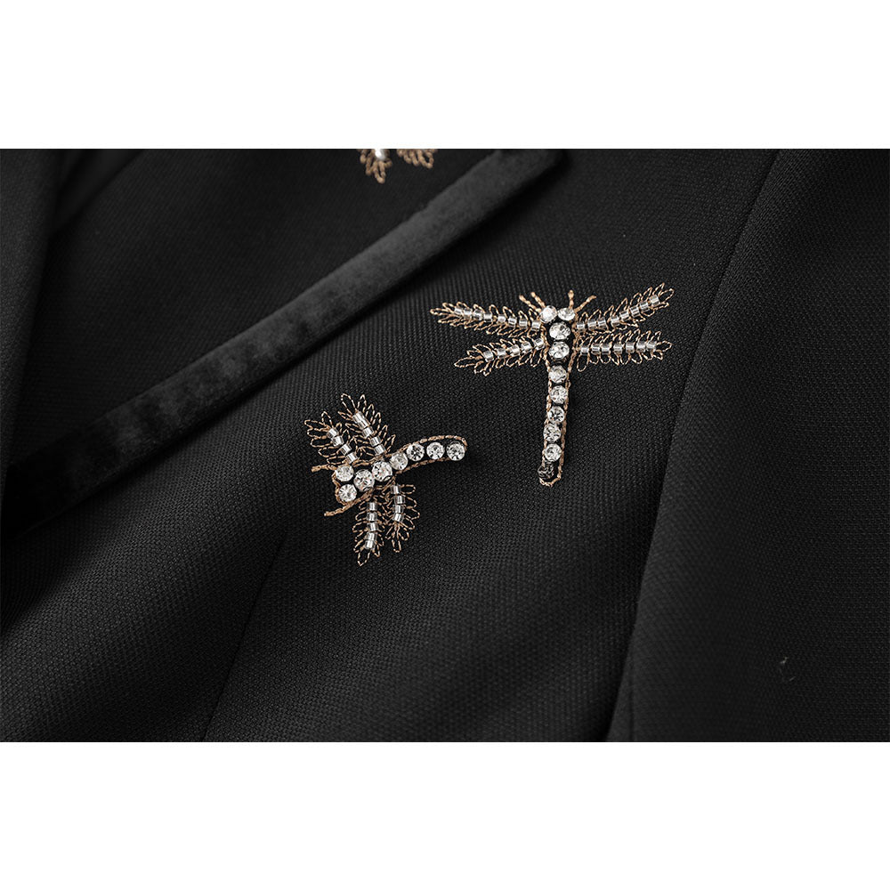 Early Autumn Veet Double-breasted Rhinestone Dragonfly Blazers