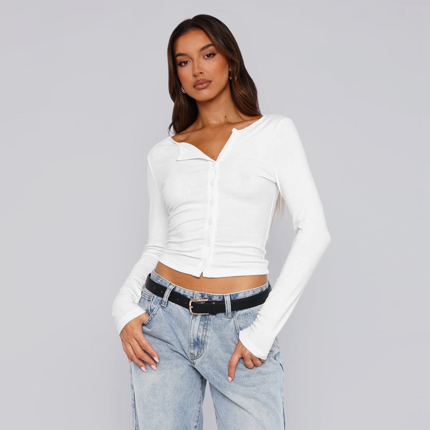 Pure Hot Summer High-grade Button Knitted Blouses