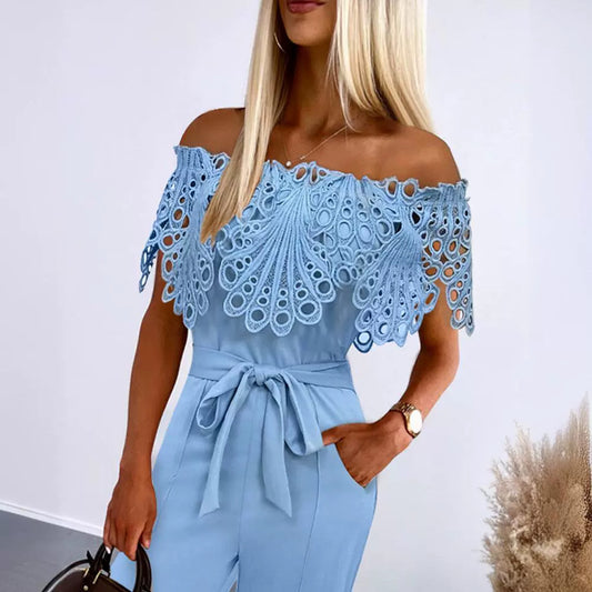 New Summer Lace Book Cloth Belt Pants