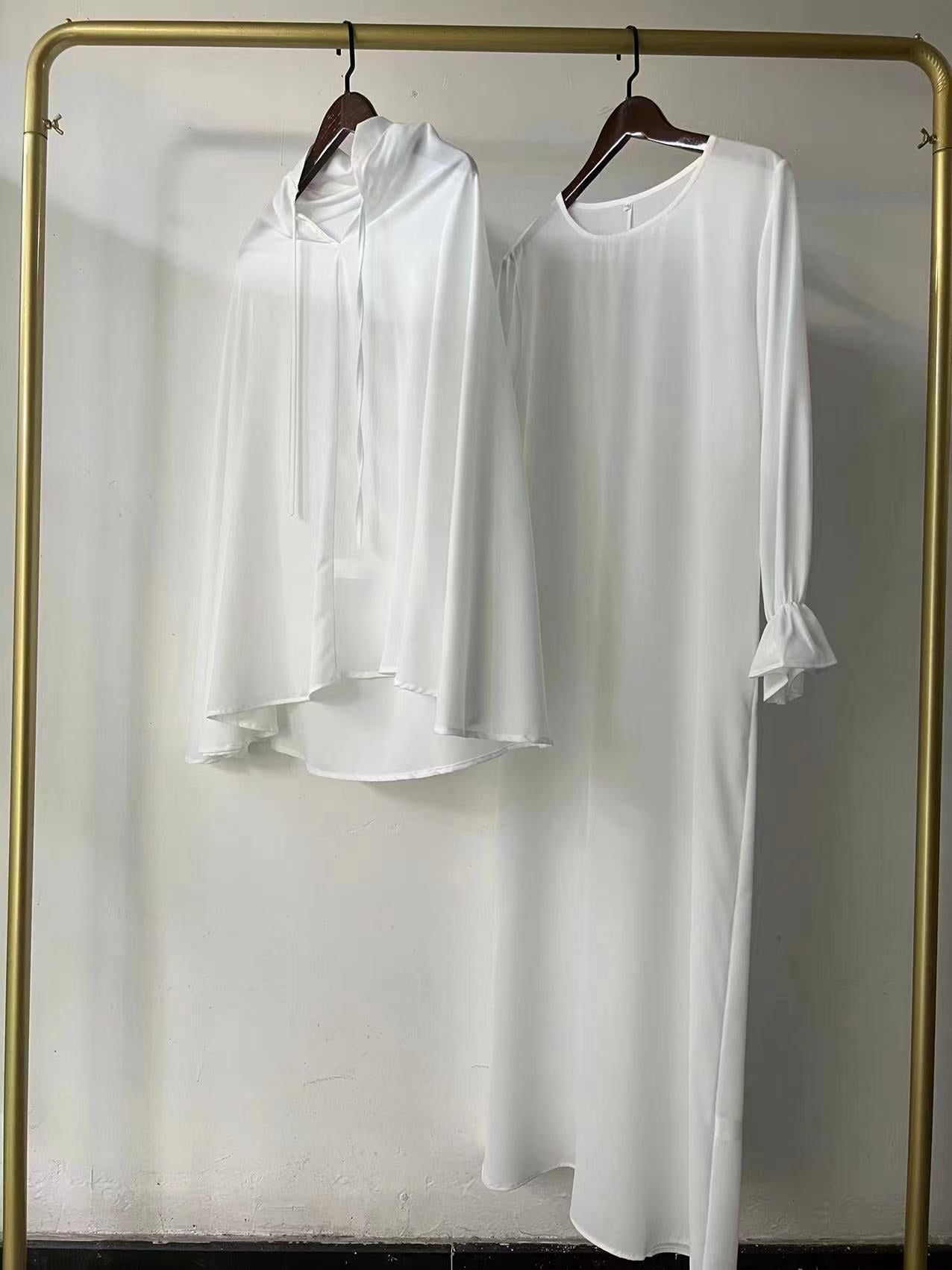 Autumn Pure Color Elegant Two-piece Malay Dresses
