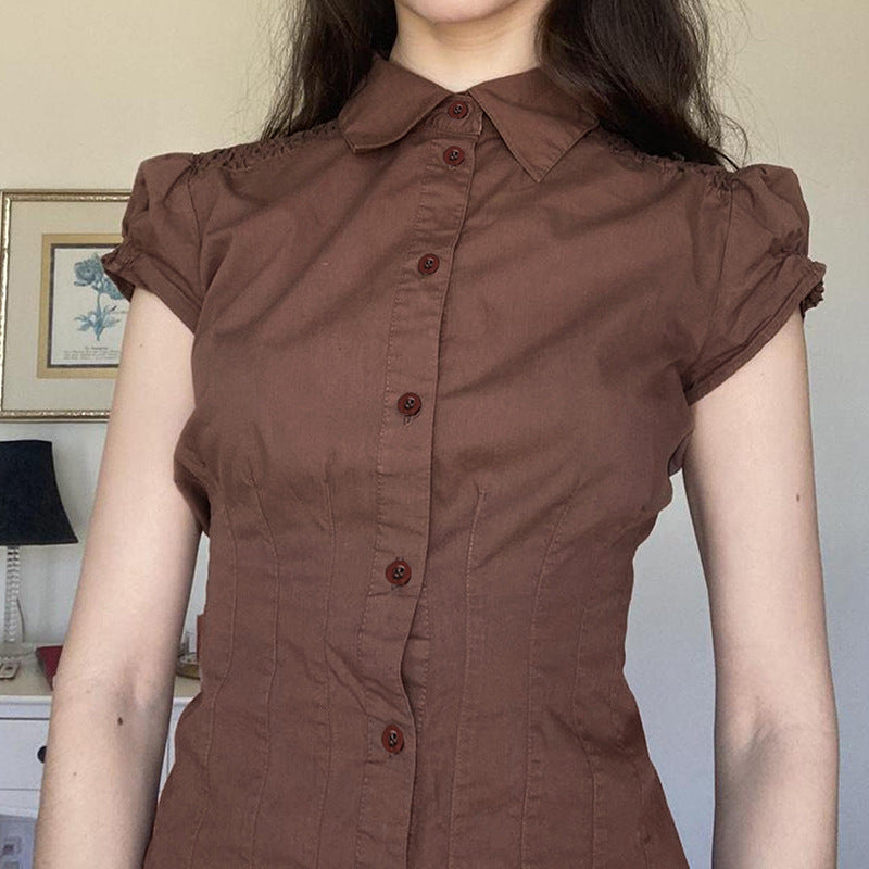 Women's Hot Style Basic Shirt Elegant Waist Blouses