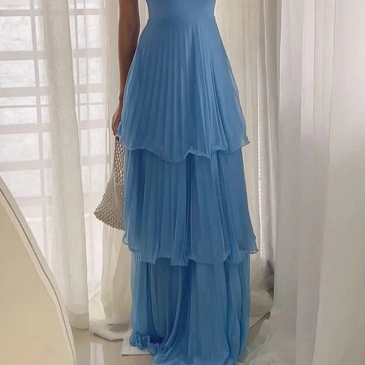 Women's Summer Solid Color High Waist Temperament Dresses