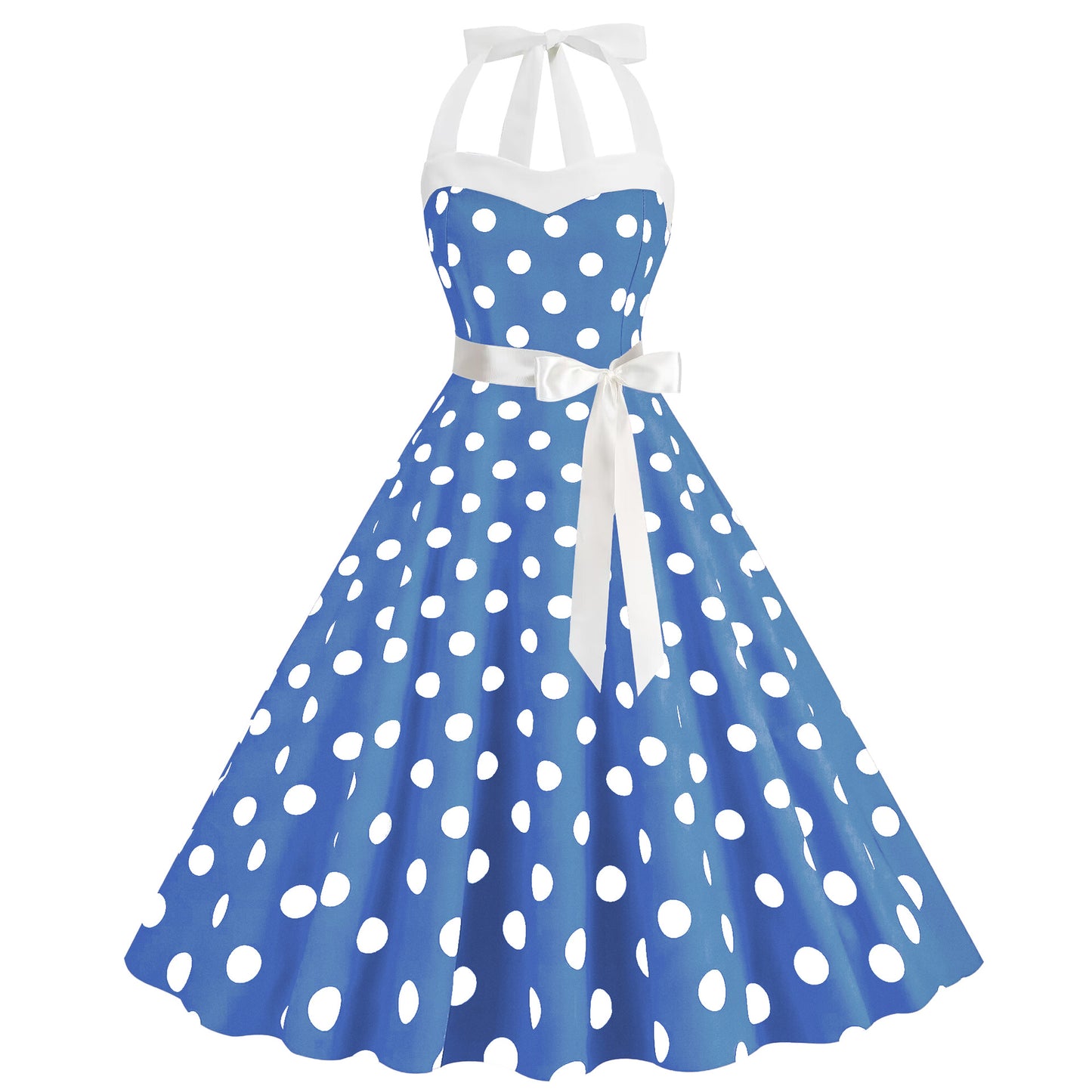 Hepburn Style Polka Dot Print Large Dresses