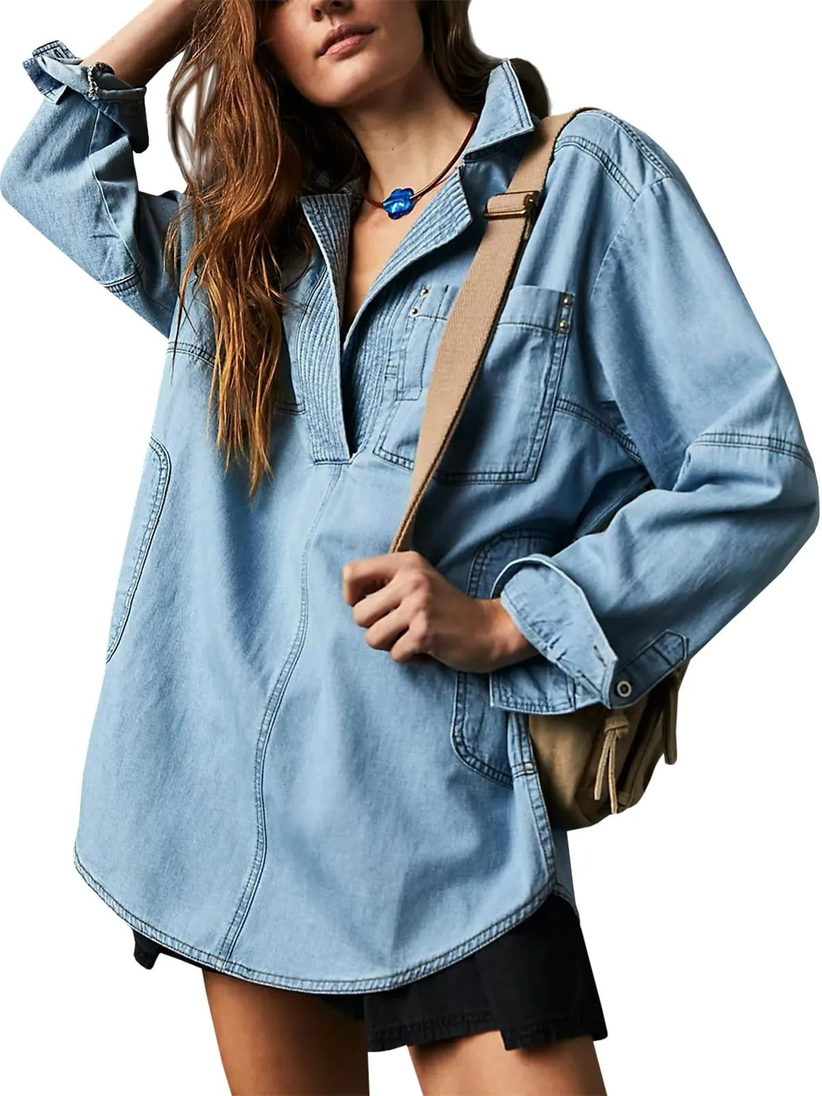 Women's Lapel Fashionable Casual Figure Flattering Denim Jackets