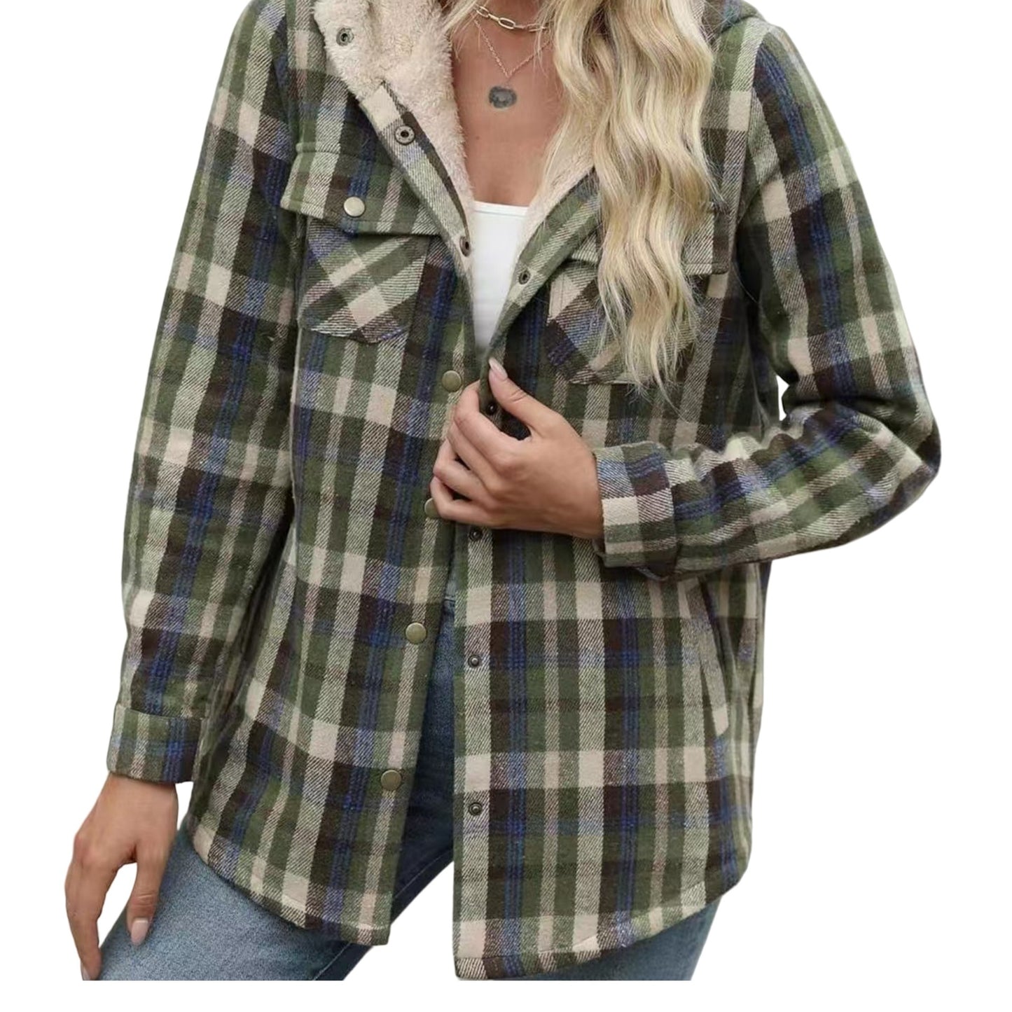 Women's Hooded Lamb Wool Thickened Fleece-lined Casual Blouses