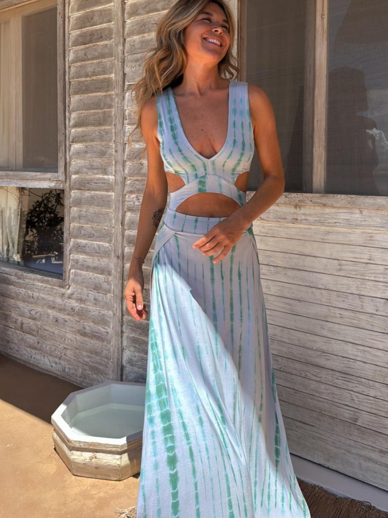 Printed Midriff Outfit Sexy Slim Fit Dresses