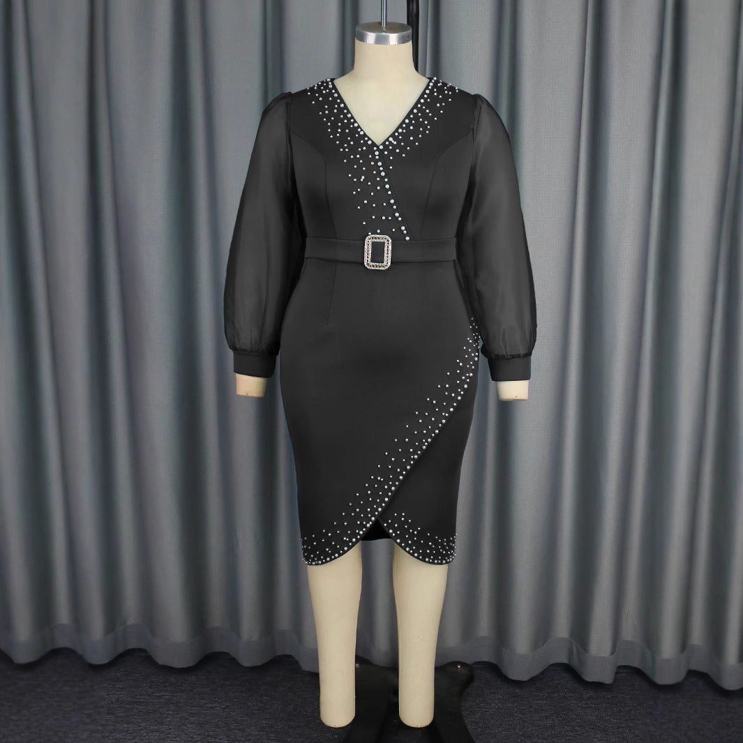 Women's Fashion Puff Sleeve Dress High Waist Dresses