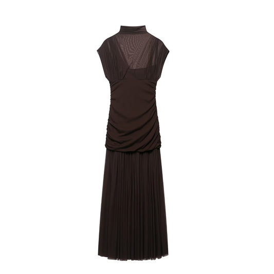 Women's Slim Fit Sexy Silk Net Stitching Sleeveless Dresses