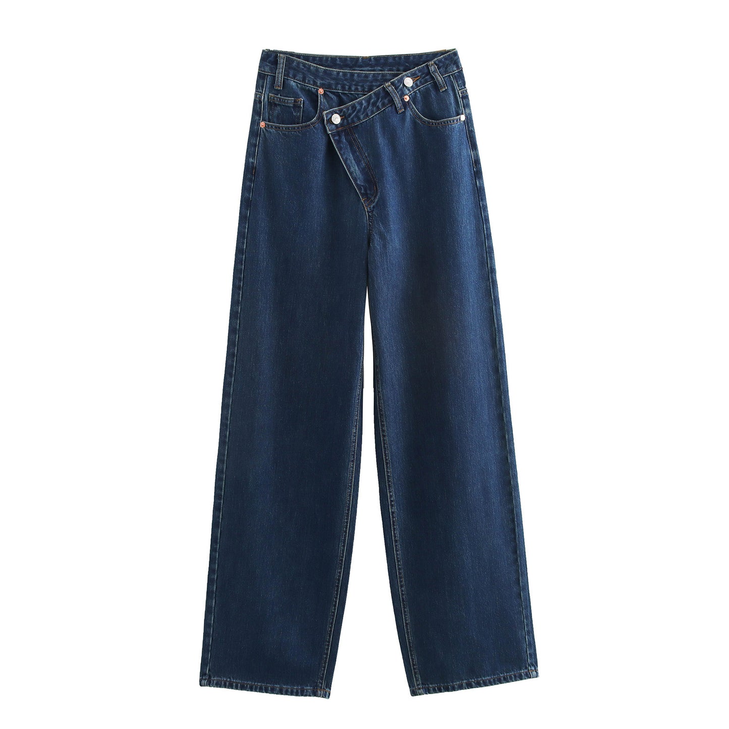 Double Breasted Waist Of Trousers Wide Jeans