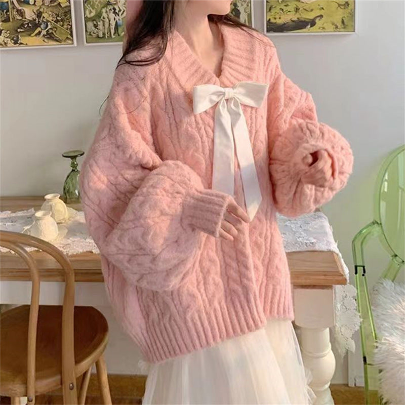 Women's Glutinous Loose Outer Wear Idle Style Design Sense Sweater