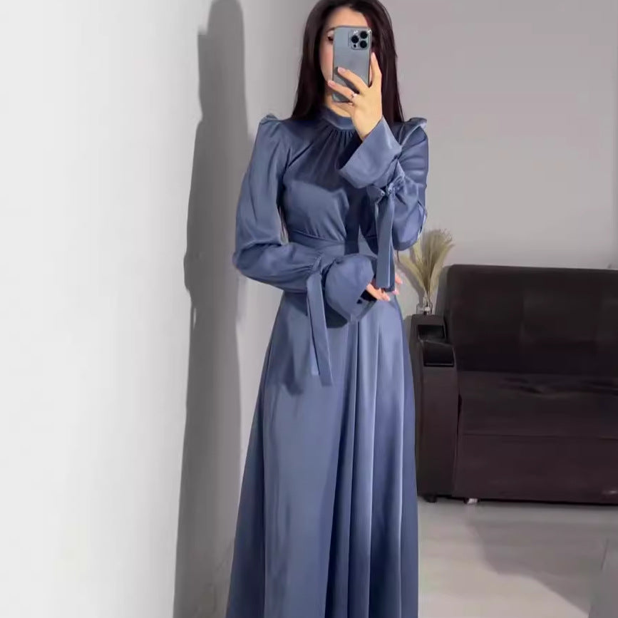 Women's Up Solid Color Long Sleeve Dress Dresses