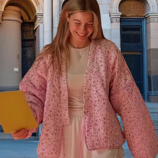 Women's Fashion Tie Pink Sweet Floral Bell Jackets
