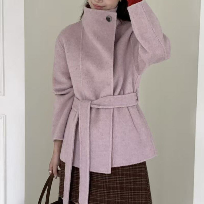 Women's High-grade Stand Collar Small Woolen Waist Tops
