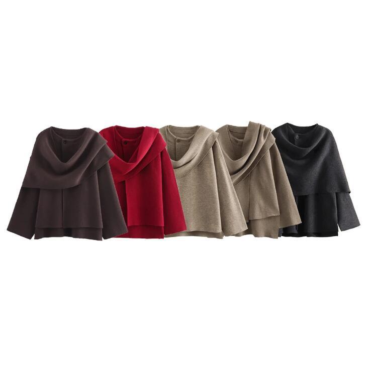 Women's Scarf Knitted Autumn Loose Asymmetry Jackets