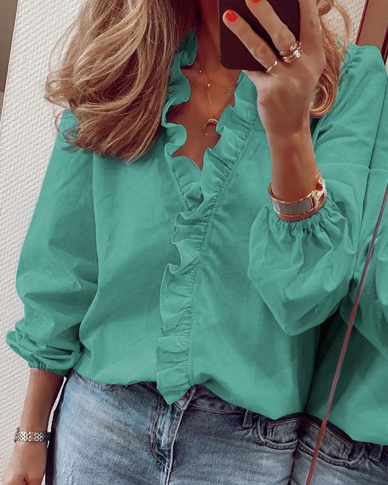 Women's Classy Comfortable Long Sleeve Ruffle Blouses