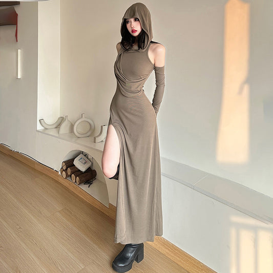 Women's Summer Sexy Fashion Solid Color Hooded Dresses