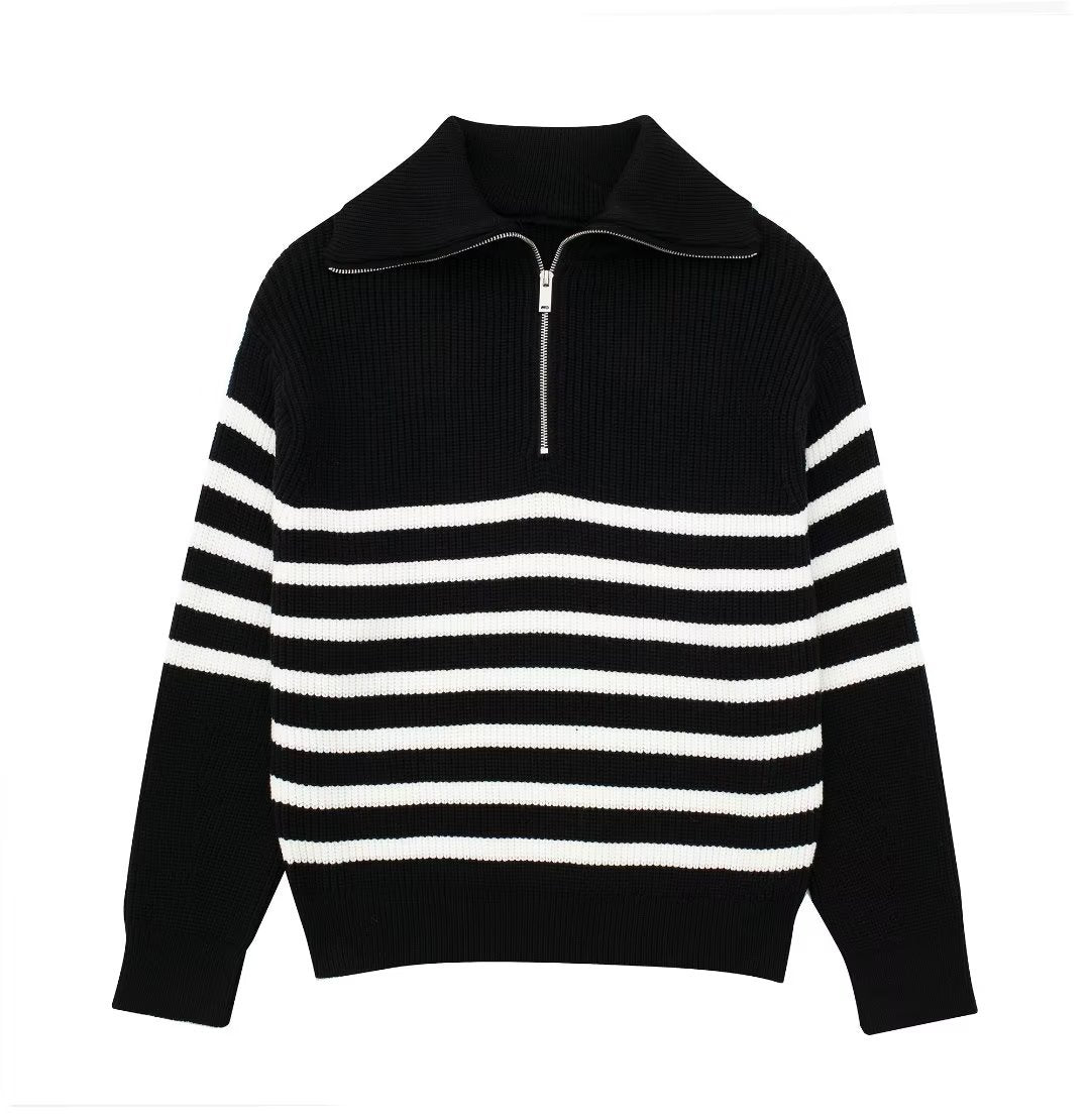 Women's French Casual Open Collar Wool Knitwear