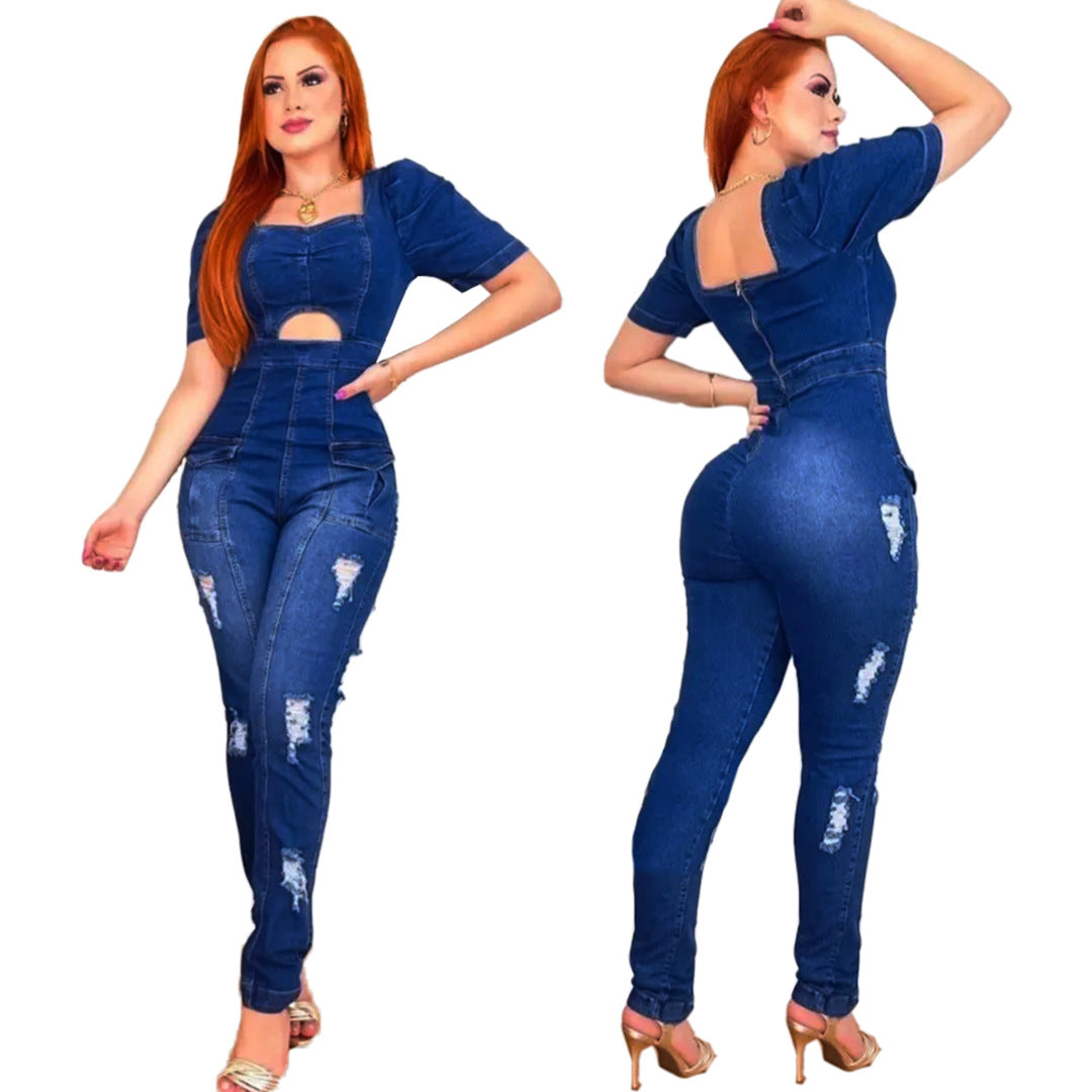 Slim Fit Slimming Spray White Ripped Jeans