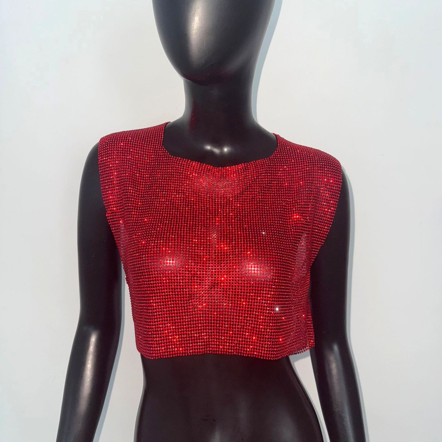 Women's Wear Sleeveless T-shirt Metal Personality Rhinestone Backless Blouses