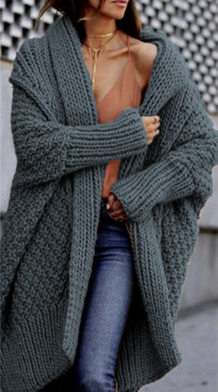 Women's Long Solid Color Knitted Large Knitwear