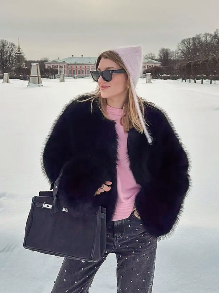 Faux Fur Soft Collar Wide Cuff Coats