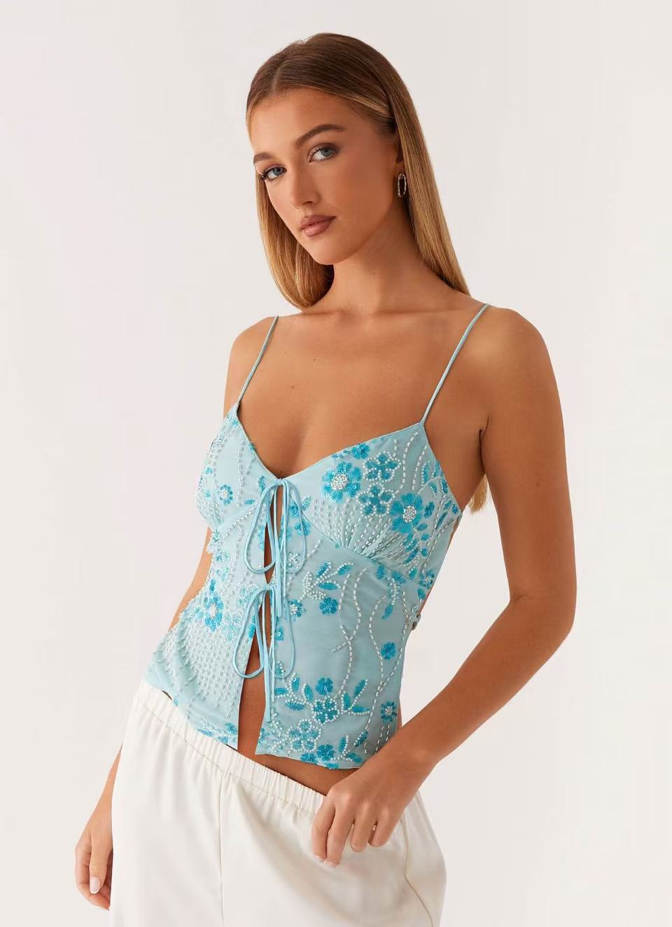 Sexy Hot Hollow Out Strap Deep Tops