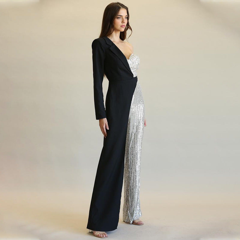 Women's Sier Stitching Sequined Fashionable Sequins Pants