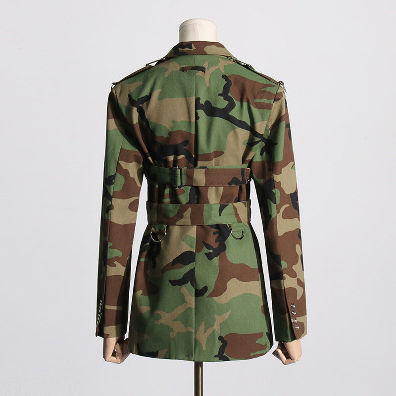 Women's Autumn Street Hipster Camouflage Printed Slimming Blazers