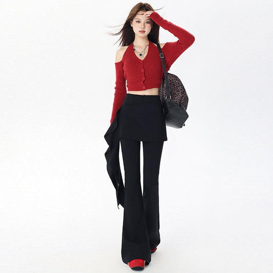 Women's Detachable Ruffled Irregular High Waist Slimming Pants