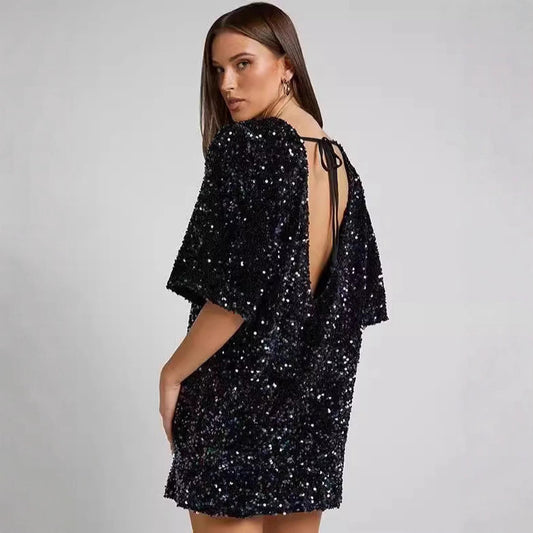 Women's Comfortable Slant Shoulder Beaded Dress Skirts