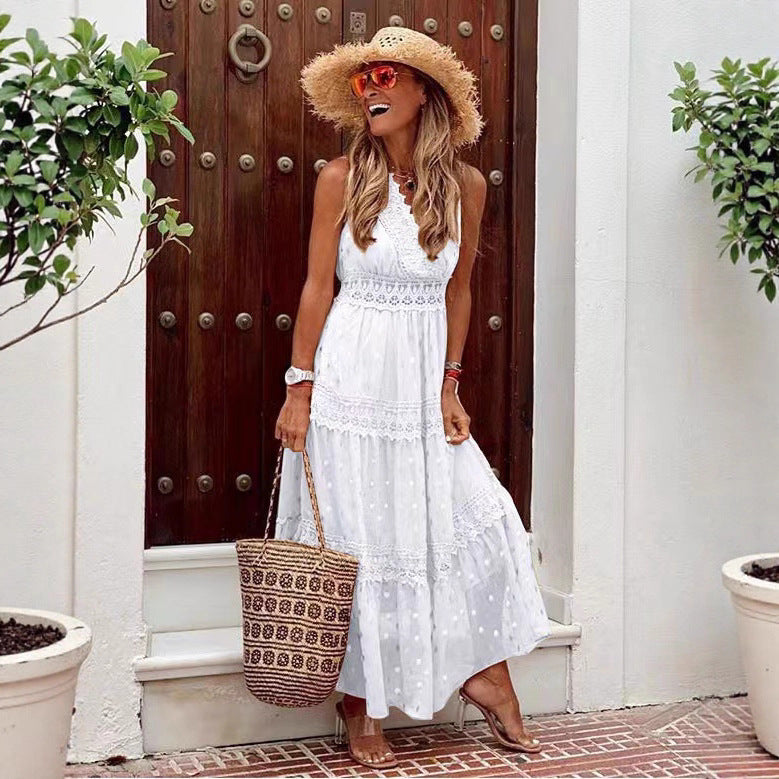 Women's Sexy Deep V Sleeveless Chiffon Dress Dresses