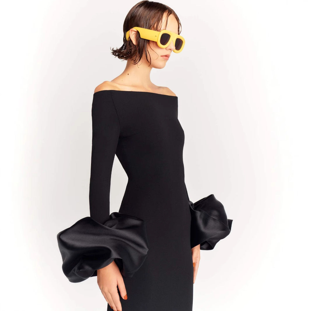 Women's Long Sleeve Puffed Sleeves Split Dress Dresses