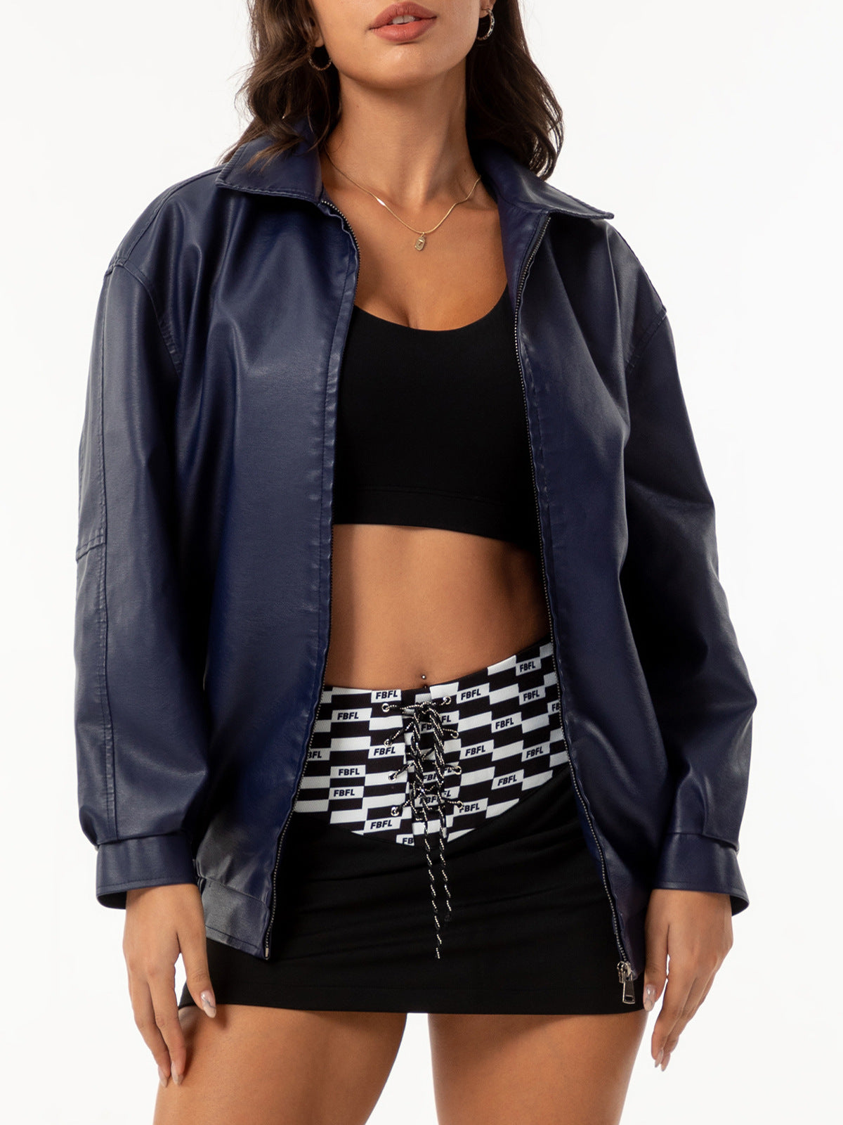 Popular Loose Leather Female Lady Long Jackets