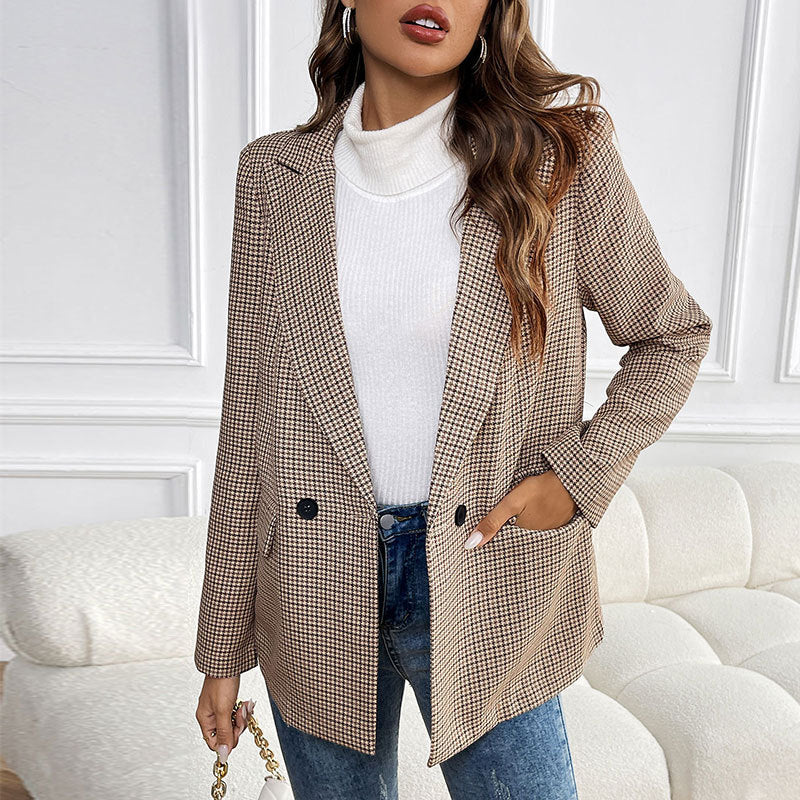 Women's Button Lapel Long Sleeve With Pocket Blazers
