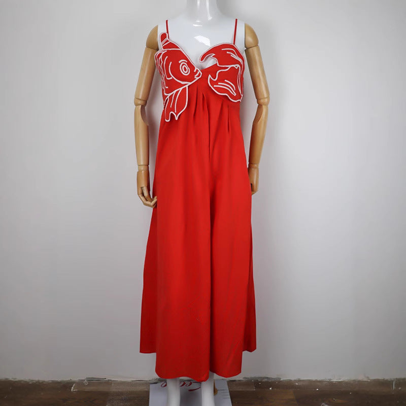 Personalized Red Fish-shaped Tube Dress Strap Dresses