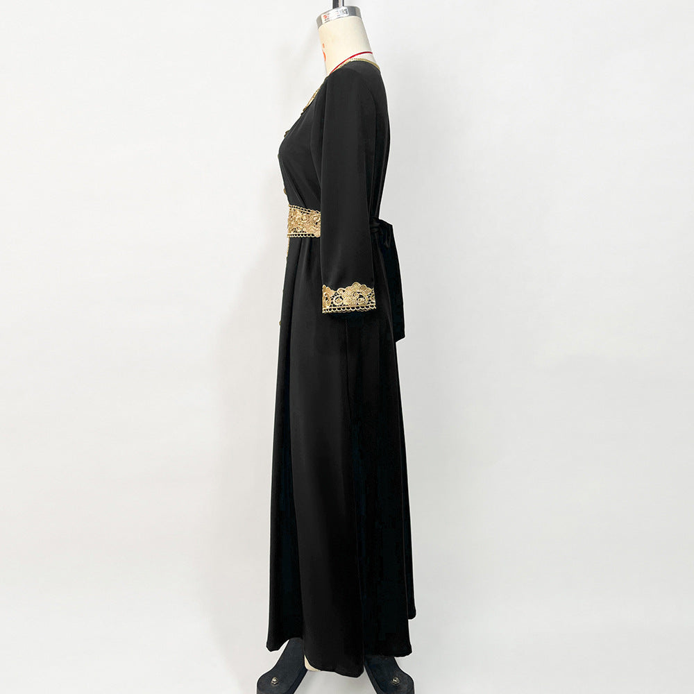 Women's Black Embroidered Lace Elegant Retro Dress Dresses