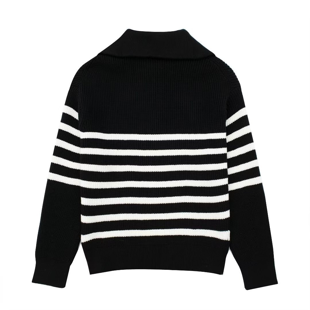 Women's French Casual Open Collar Wool Knitwear