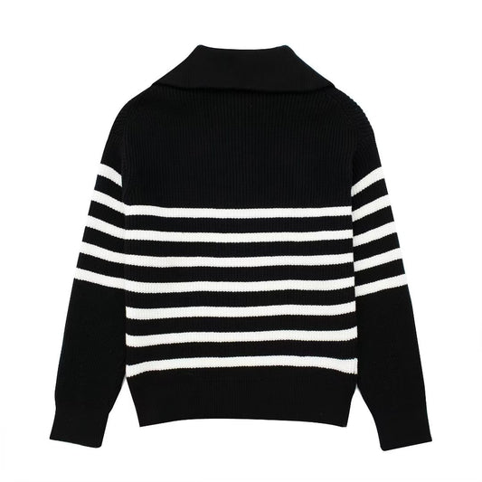 Women's French Casual Open Collar Wool Knitwear
