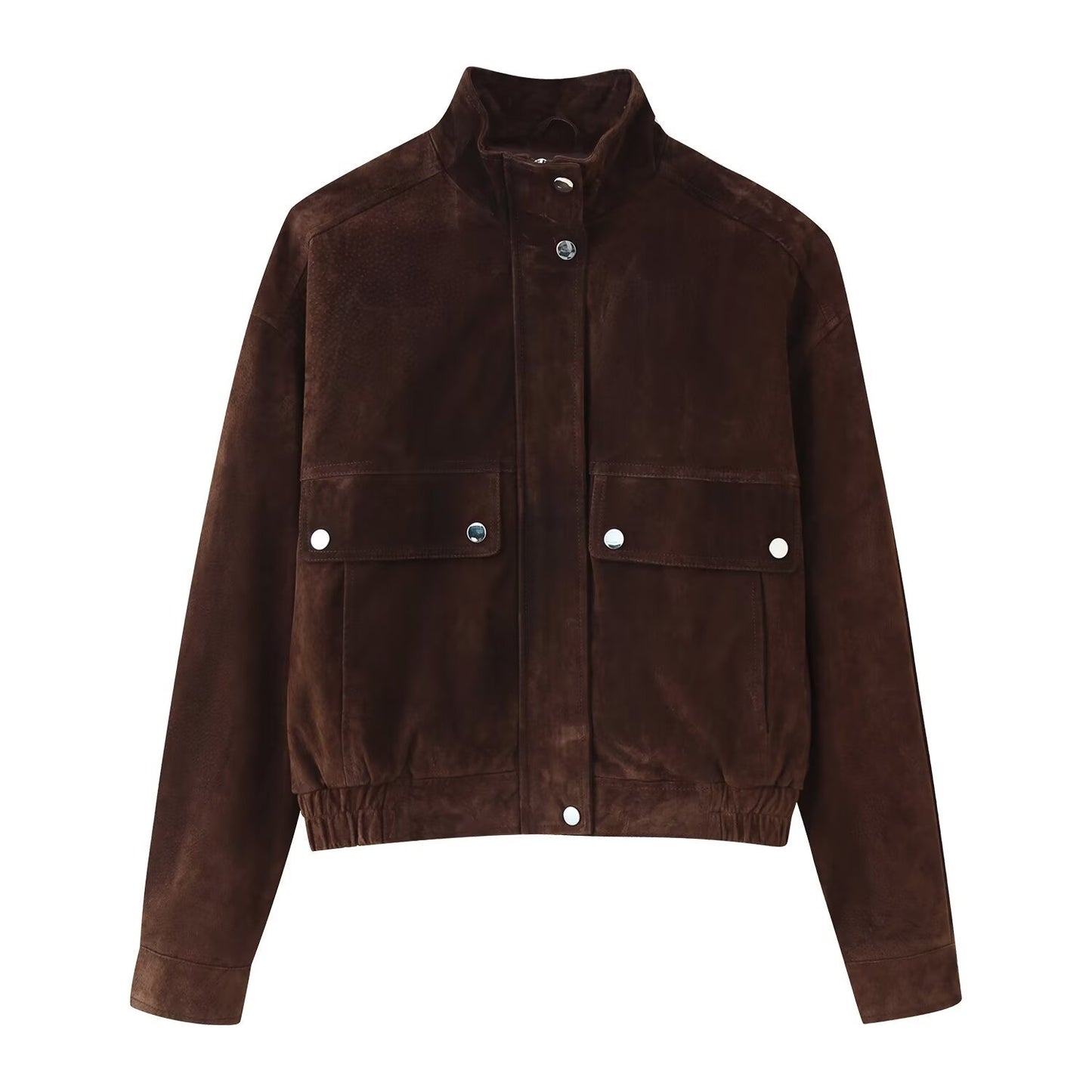 Women's Slouchy Suede Bomber With Pockets Jackets