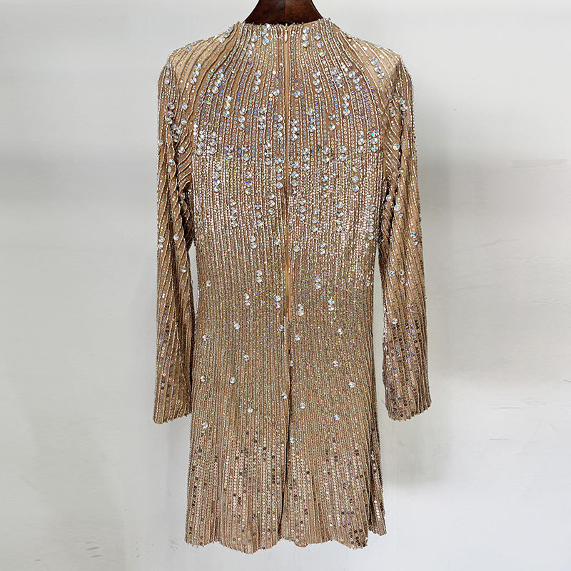 Early Autumn Fashion Embroidered Beads Diamond Dresses